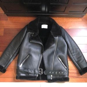 Zara biker jacket with faux fur interior.